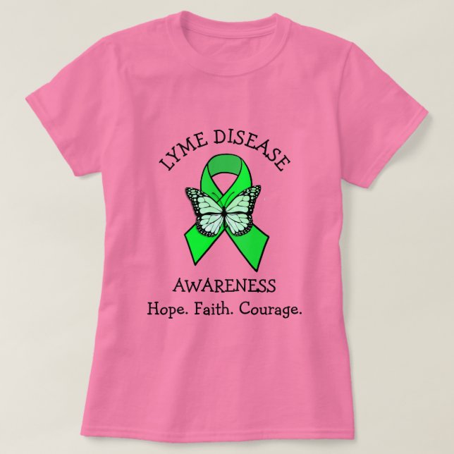 Camiseta Esperanza Fe Coraje Enfermedad de Lyme (Diseño del anverso)