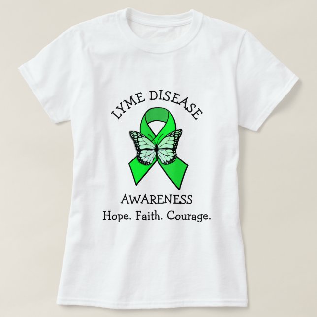 Camiseta Esperanza Fe Coraje Enfermedad de Lyme (Diseño del anverso)