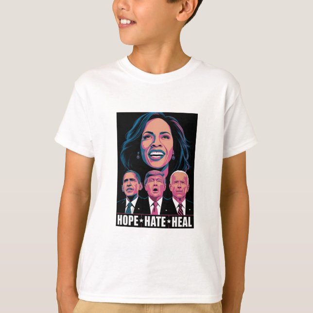Camiseta Esperanza Odio Sanar Elevar Kamala 2024 (Anverso)