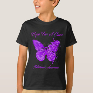 Camiseta Esperanza Para Cure Morado Mariposa Alzheimer Brai