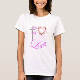 Camiseta Esperanza y amor rosados de la fe