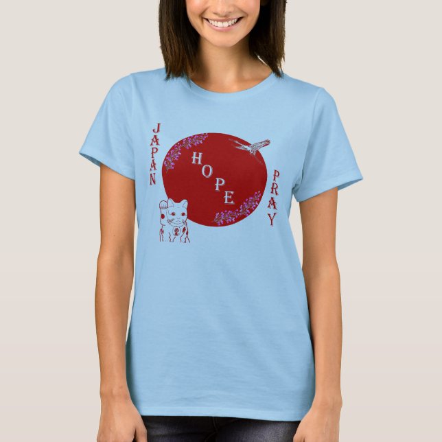 Camiseta espere y ruegue para Japón (Anverso)