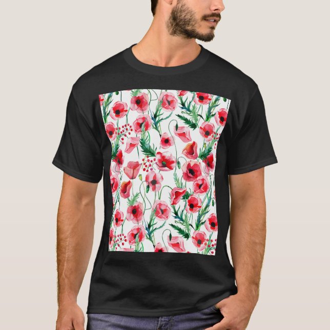 Camiseta Espías rojas: ilustracion floral acuarela (Anverso)
