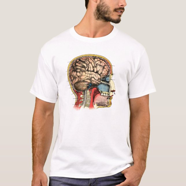 Camiseta Espina cervical de cráneo del cerebro humano (Anverso)