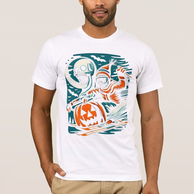 Camiseta Espina de esquí con cara de halloween (Anverso)