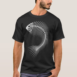 Camiseta Espina de pez abstracta curva, negro / sin fondo,