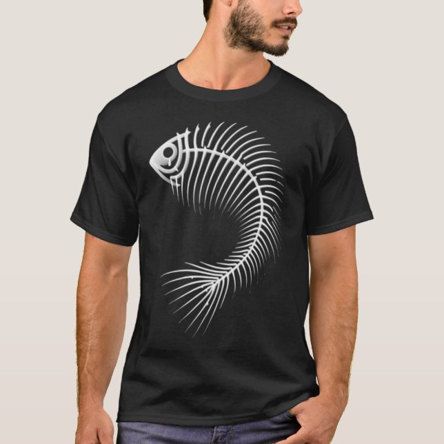Camiseta Espina de pez abstracta curva, negro / sin fondo,  (Anverso)