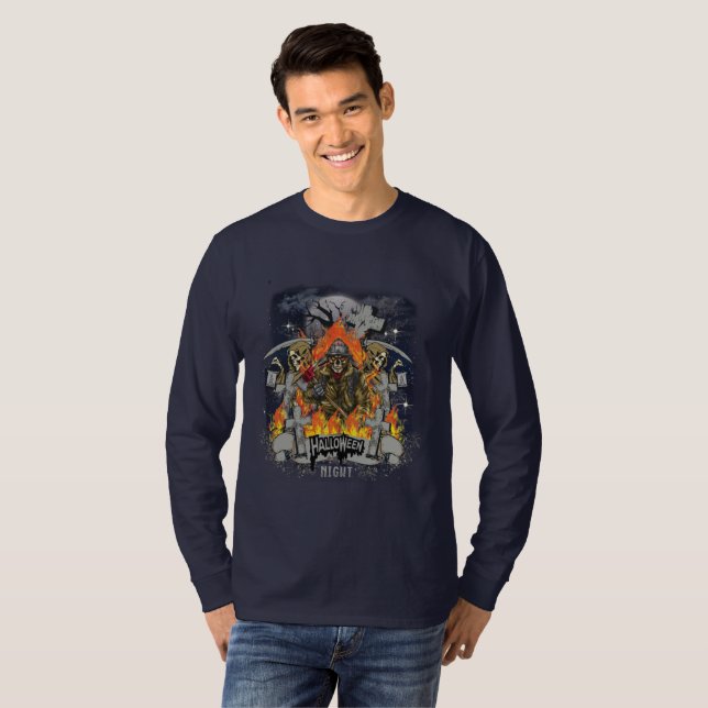 Camiseta Espinoso Skeleton En Halloween De Noche (Anverso completo)