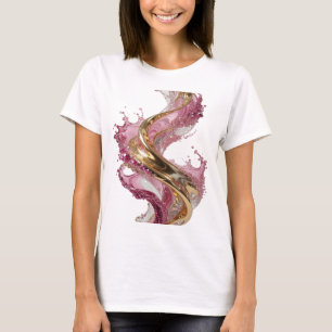 Camiseta Espiral dorada de oro con escamas rosadas y blanca