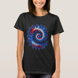 Camiseta Espiral fractal abstracto patriótico rojo blanco a