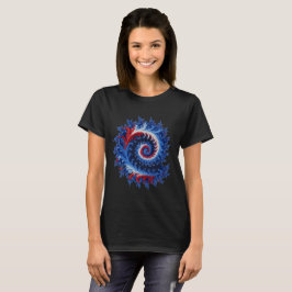 Camiseta Espiral fractal abstracto patriótico rojo blanco a
