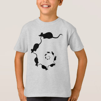 Camiseta Espiral lindo del ratón. Ratones negros en la