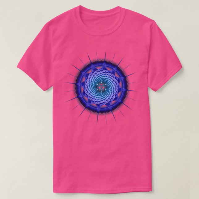 Camiseta Espiral Merkaba Mandala Geometría fractal azul (Diseño del anverso)
