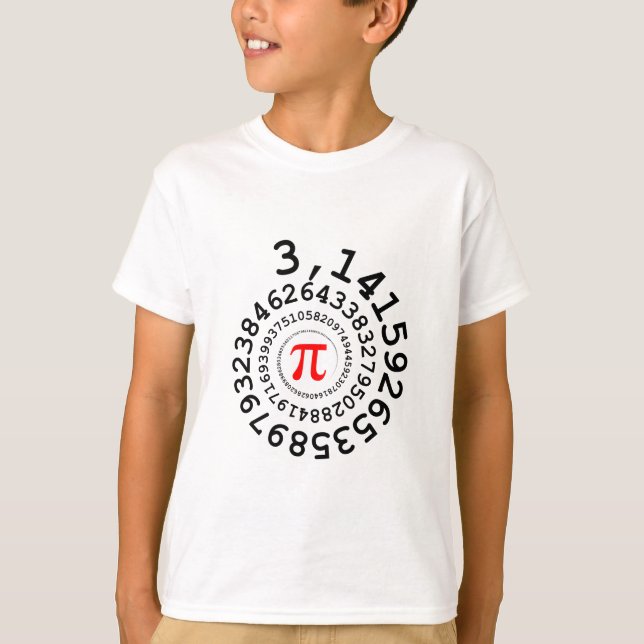 Camiseta Espiral original de dígitos Pi número 3,14... (Anverso)