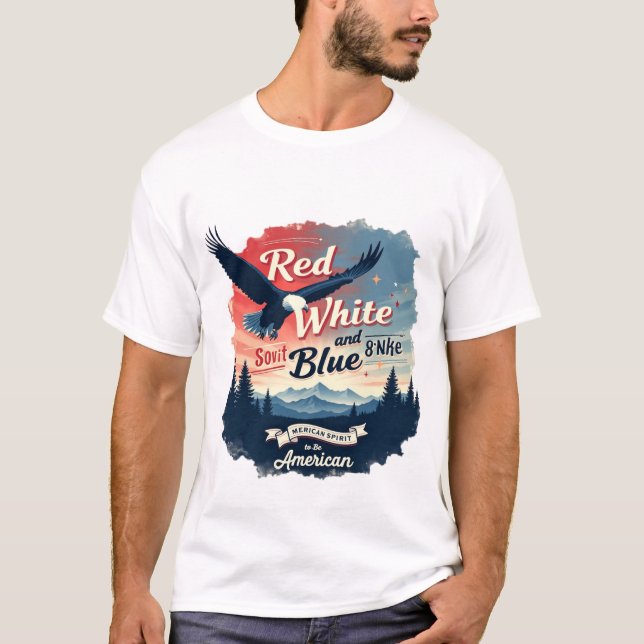 Camiseta Espíritu americano rojo, blanco y azul (Anverso)