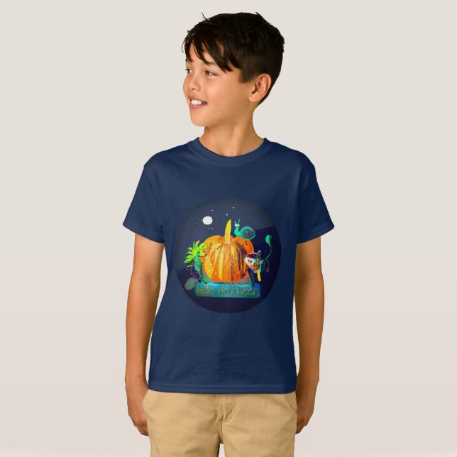 Camiseta Espíritu de calabaza magia Diversión Halloween Ani (Anverso completo)