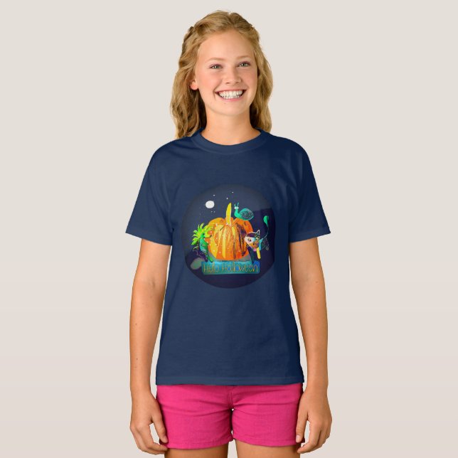 Camiseta Espíritu de calabaza magia Diversión Halloween Ani (Anverso completo)