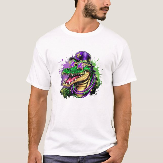 Camiseta Espíritu de fiesta de cocodrilo de Mardi Gras (Anverso)