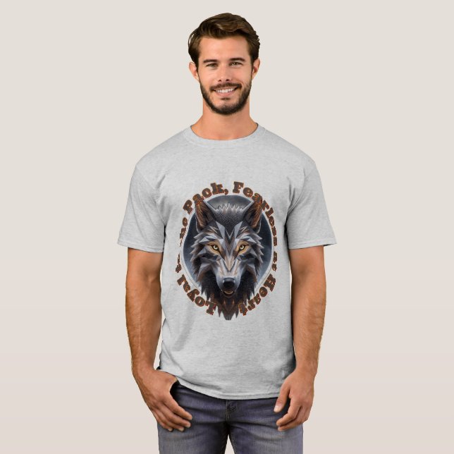 Camiseta Espíritu de lobo audaz - Feroz arte de lobo geomét (Anverso completo)