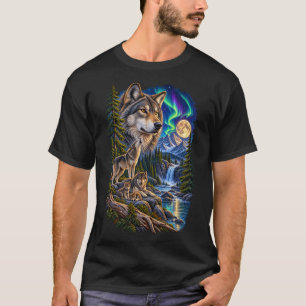 Camiseta Espíritu del Norte – Familia de lobos vintage