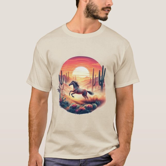Camiseta Espíritu desierto, caballo majestuoso (Anverso)