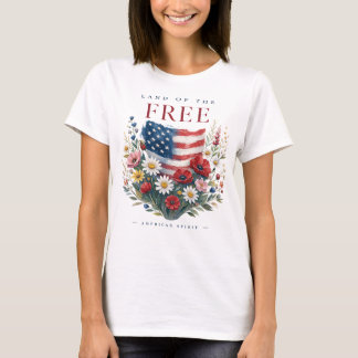 Camiseta Espíritu Floral Patriótico Americano