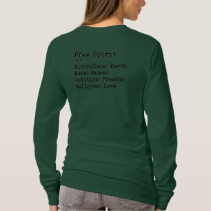 Camiseta Espíritu libre: Cuello de la tripulación de manga 