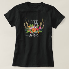 Camiseta Espíritu Libre Moda moderna de Boho Flores Antlers