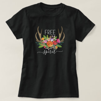 Camiseta Espíritu Libre Moda moderna de Boho Flores Antlers