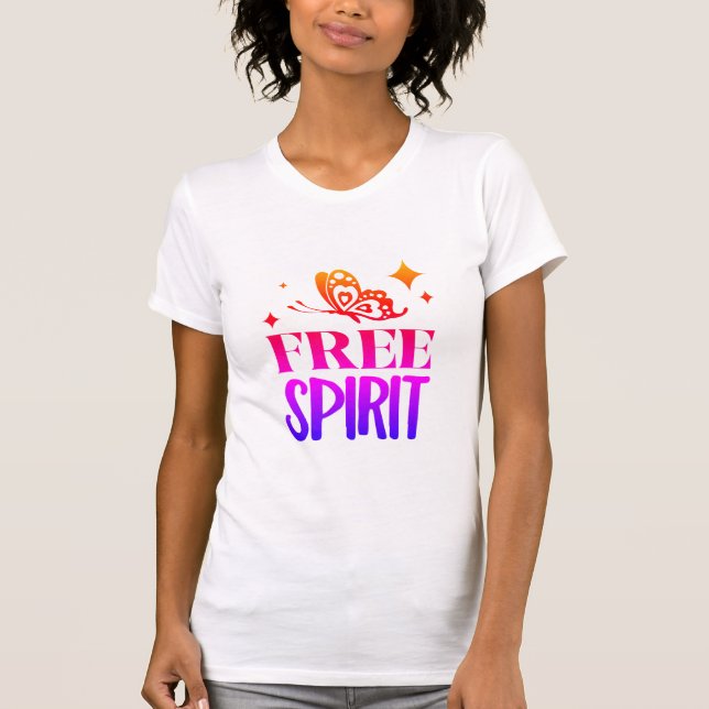 Camiseta "Espíritu Libre" multi color con mariposas (Anverso)