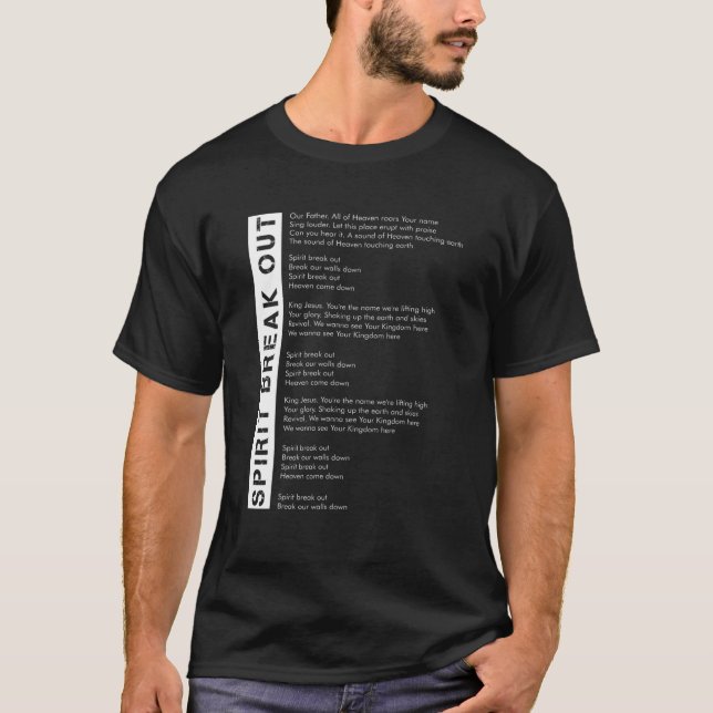 Camiseta Espíritu Rompe la canción Letras Cristiana Fe Jesú (Anverso)