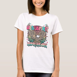 Camiseta Espíritu Salvaje Corazón Rebelde Águila Retro Gráf