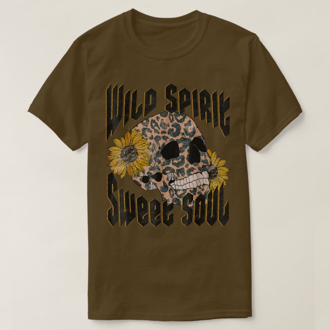 Camiseta Espíritu salvaje dulce Soul Skull Cheetah Sunflowe (Diseño del anverso)