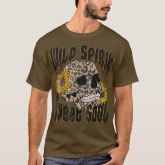 Camiseta Espíritu salvaje dulce Soul Skull Cheetah Sunflowe