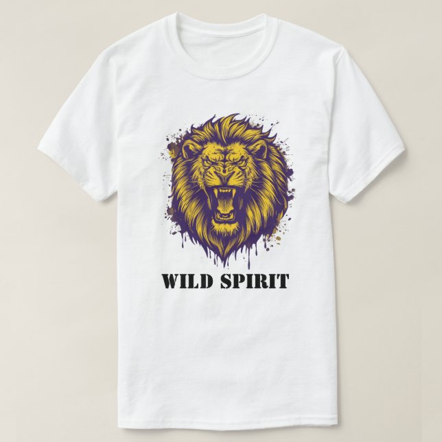 Camiseta Espíritu Salvaje Gráfico León Rugiente Feroz (Diseño del anverso)