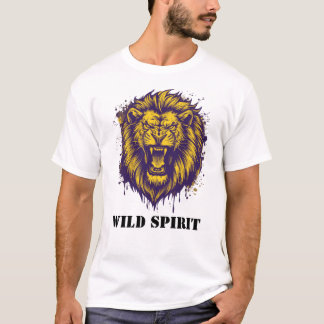 Camiseta Espíritu Salvaje Gráfico León Rugiente Feroz