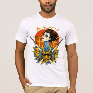 Camiseta Espíritu Samurái: Mujer Japonesa con Dos Espadas u