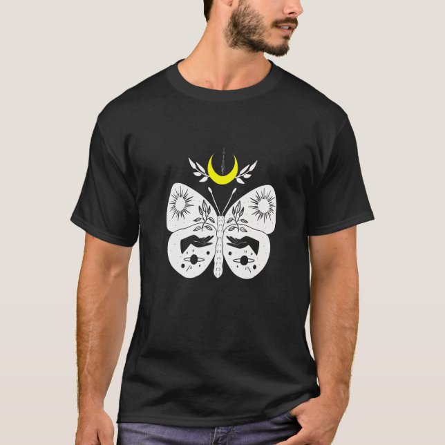 Camiseta Espiritual de flor de la luna de mariposa sotética (Anverso)