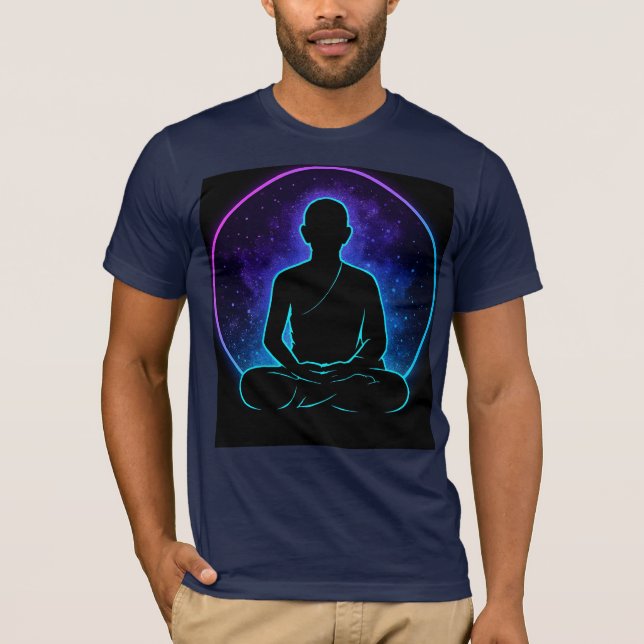 Camiseta espiritual monje mediadora neón | Ze cósm (Anverso)