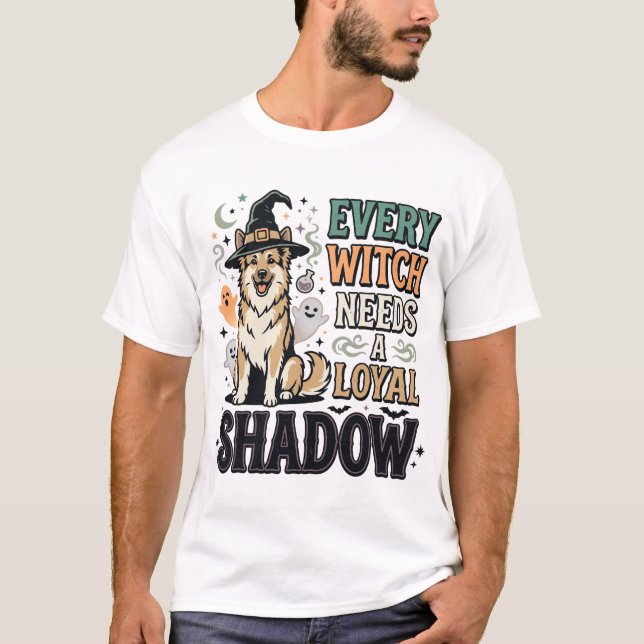 Camiseta Espíritus de Perro Bruja de Halloween (Anverso)