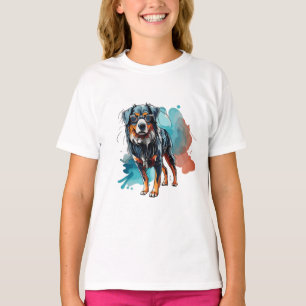 Camiseta Esplandor de acuarela de dibujo de tinta de perro 