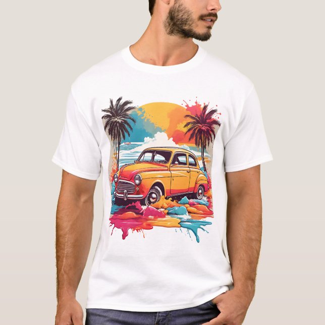 Camiseta Esplandor de retro: Vibrantes diseños de autos ant (Anverso)