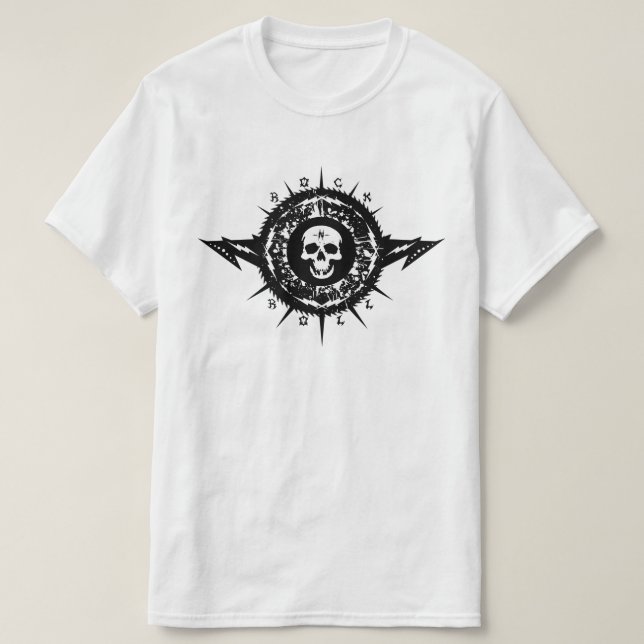 Camiseta Esplandor único de cráneo Metalizado de rollo y ro (Diseño del anverso)