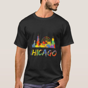 Camiseta Esplashts de pintura en el horizonte de Chicago Il