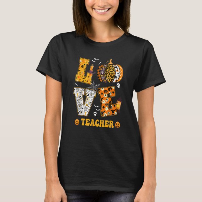 Camiseta Espléndida calabaza Amor Halloween Profesora Stud (Anverso)