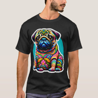 Camiseta Esplendor de Pug Psicodélico: Un Tapiz Vivo de Can