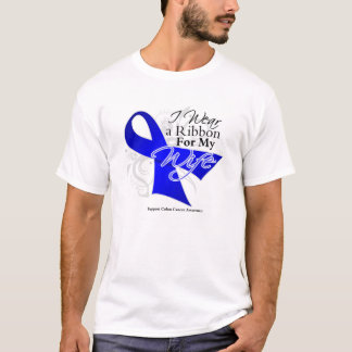 Camiseta Esposa Blue Ribbon - cáncer de colon