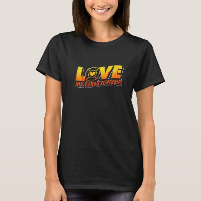 Camiseta Esposa bombero ama a mi bombero (Anverso)