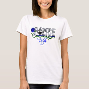 Camiseta ESPOSA color de rosa azul de la POLICÍA
