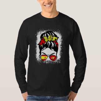 Camiseta Esposa con moño desordenado orgullosa patriota de 